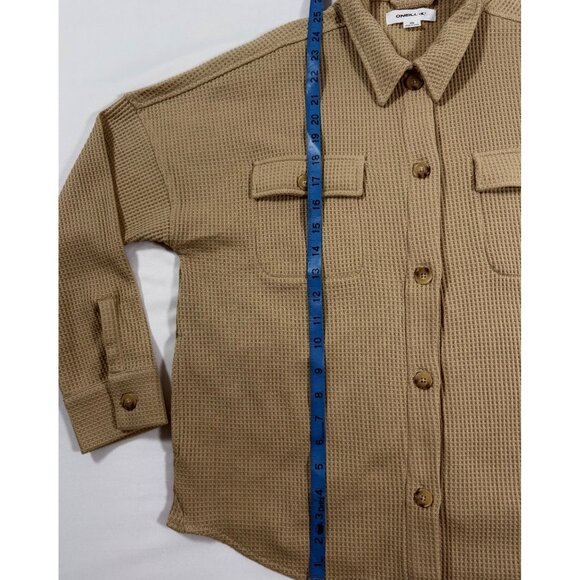 O’Neill Women’s XS Waffle Knit Jacket Shacket Tan Button Front NWT Neutral Cozy - Picture 13 of 16